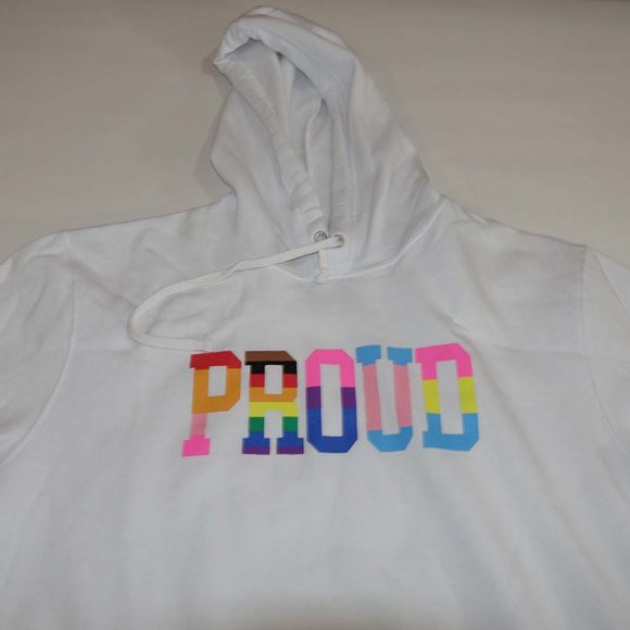 Phluid Project Men's Proud Hoodie Sweatshirt Large NWT White Rainbow LGBTQ L - Picture 2 of 6
